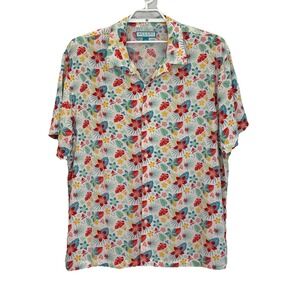 Disney Aulani Camp Shirt Mens Sz XXL Hawaiian Floral Mickey Print‎ Cruise Resort
